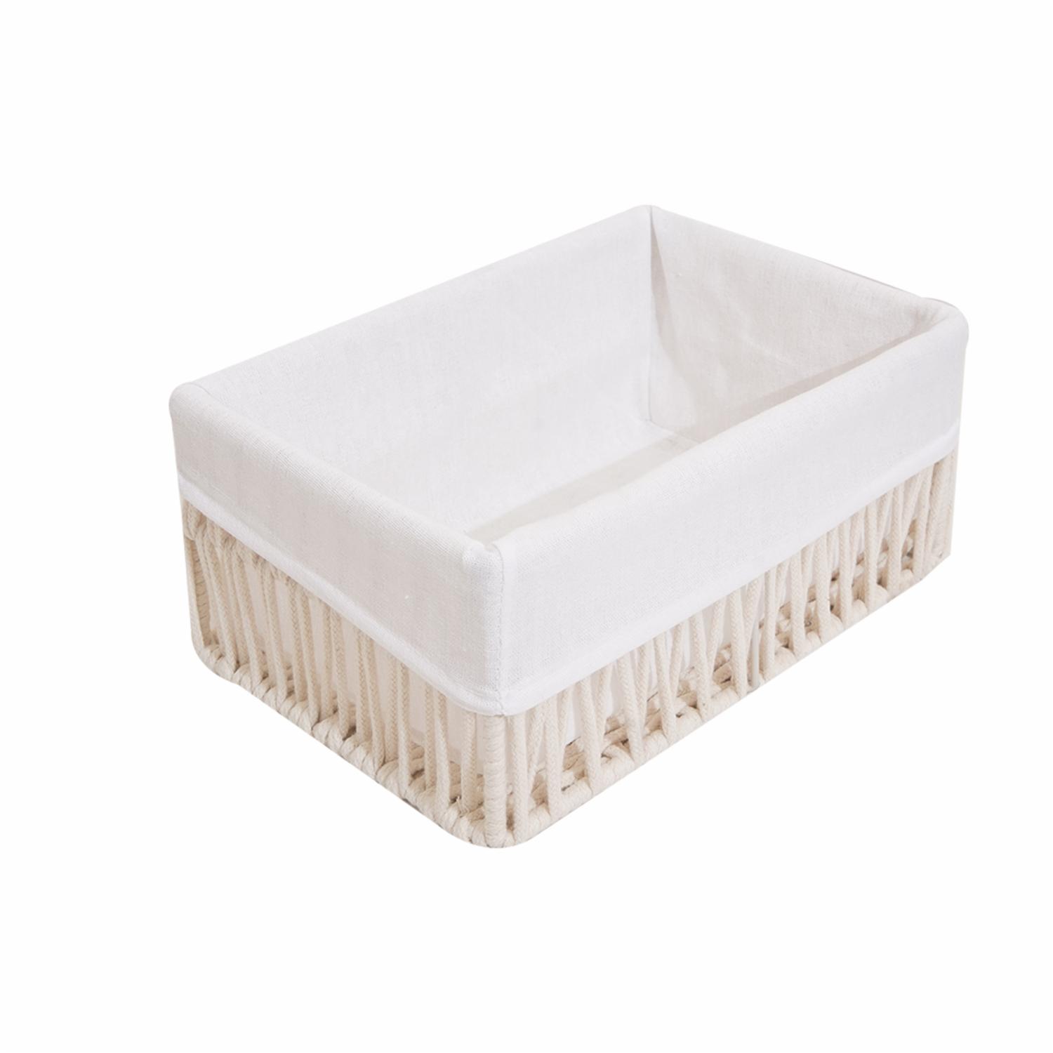 Cesta De Mimbre Rectangular Con Cordones Beige FREE HOME Grande - Imagen 2