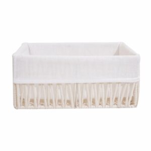 Cesta De Mimbre Rectangular Con Cordones Beige FREE HOME Mediano