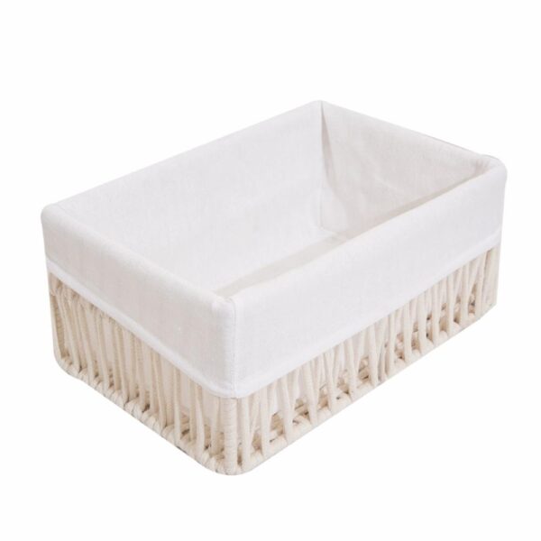 Cesta De Mimbre Rectangular Con Cordones Beige FREE HOME Mediano - Imagen 2