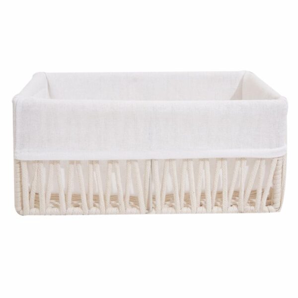 Cesta De Mimbre Rectangular Con Cordones Beige FREE HOME Pequeño
