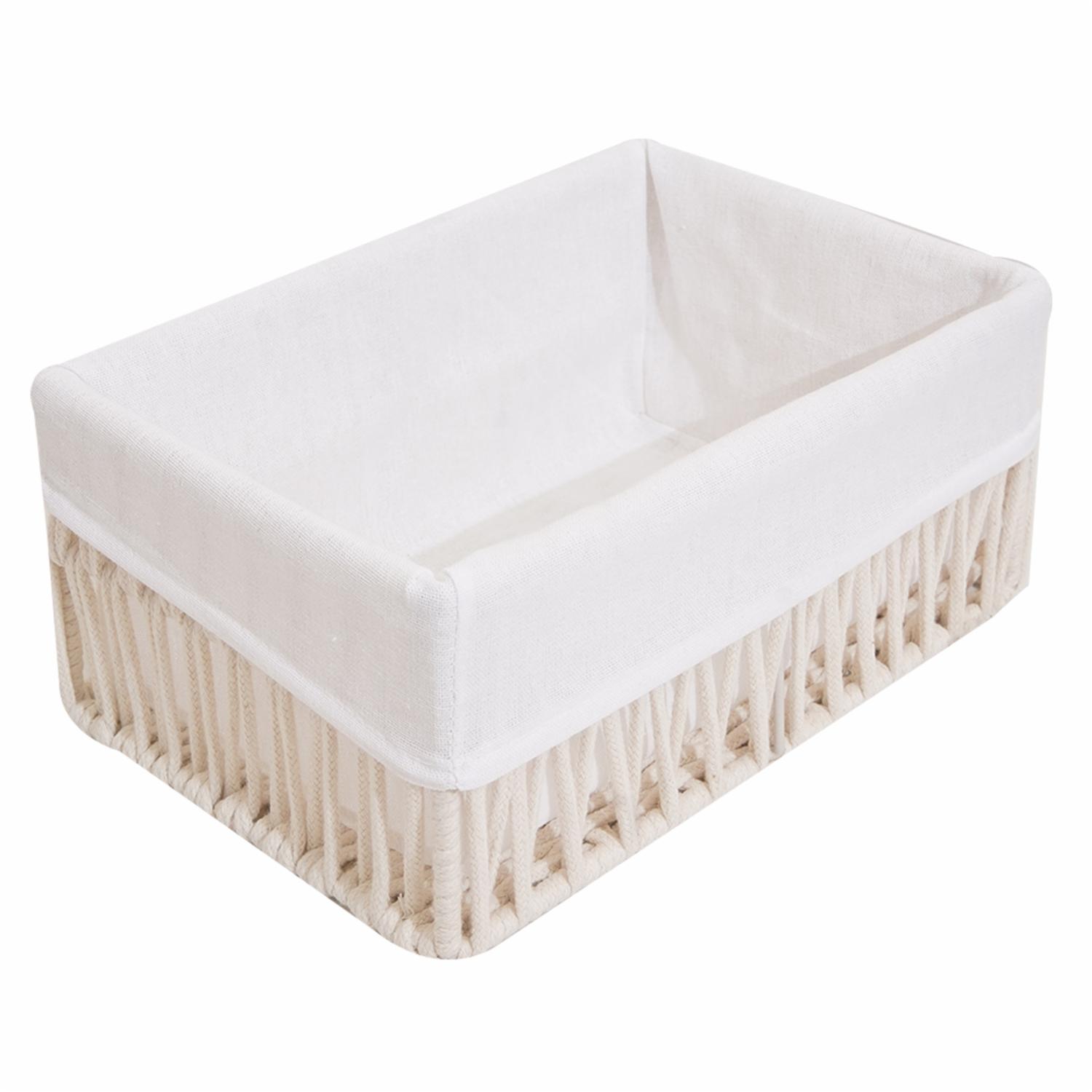 Cesta De Mimbre Rectangular Con Cordones Beige FREE HOME Pequeño - Imagen 2