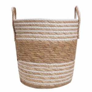Cesta De Mimbre Redonda Oliva Beige Con Agarradera FREE HOME Grande