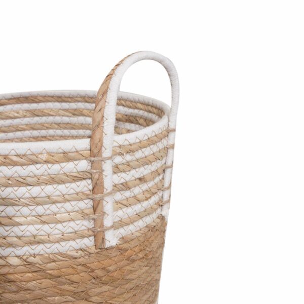 Cesta De Mimbre Redonda Oliva Beige Con Agarradera FREE HOME Mediano - Imagen 2