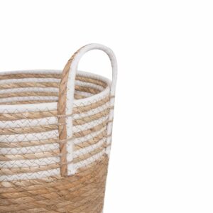 Cesta De Mimbre Redonda Oliva Beige Con Agarradera FREE HOME Pequeño