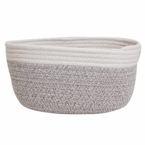 Cesta De Mimbre Ovalada Gris Con Filo Blanco FREE HOME Grande