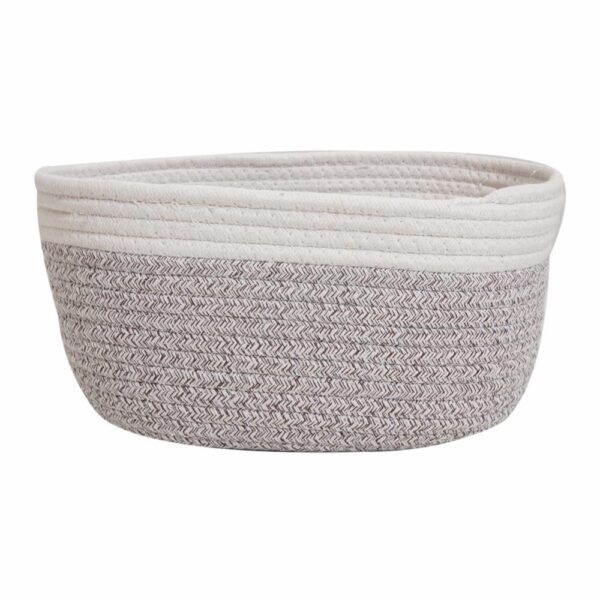 Cesta De Mimbre Ovalada Gris Con Filo Blanco FREE HOME Mediano - Imagen 2