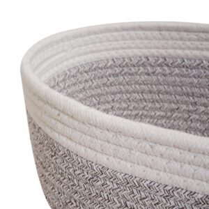Cesta De Mimbre Ovalada Gris Con Filo Blanco FREE HOME Mediano