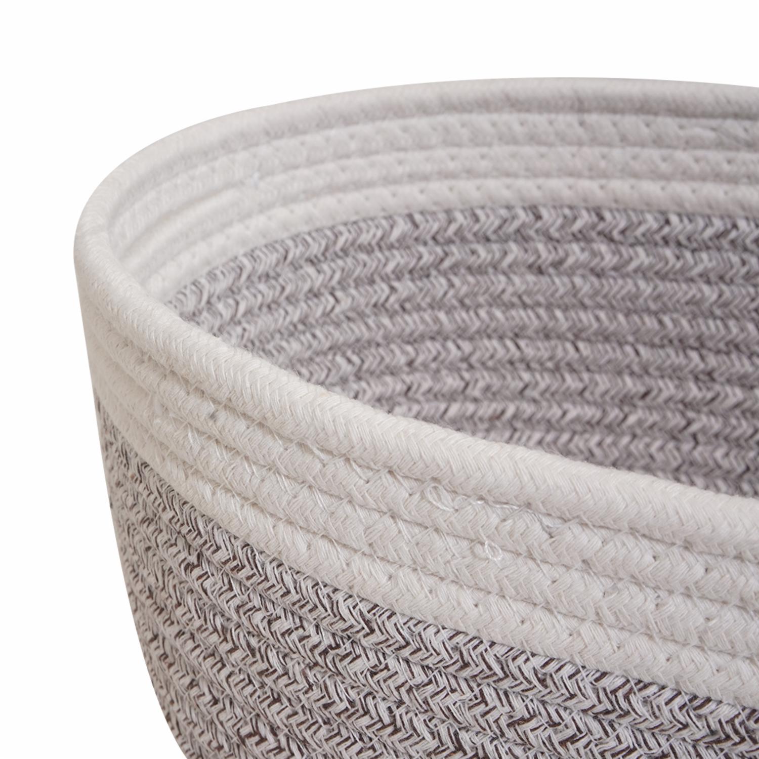 Cesta De Mimbre Ovalada Gris Con Filo Blanco FREE HOME Mediano - Imagen 2