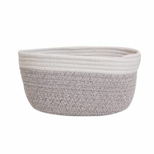Cesta De Mimbre Ovalada Gris Con Filo Blanco FREE HOME Pequeño