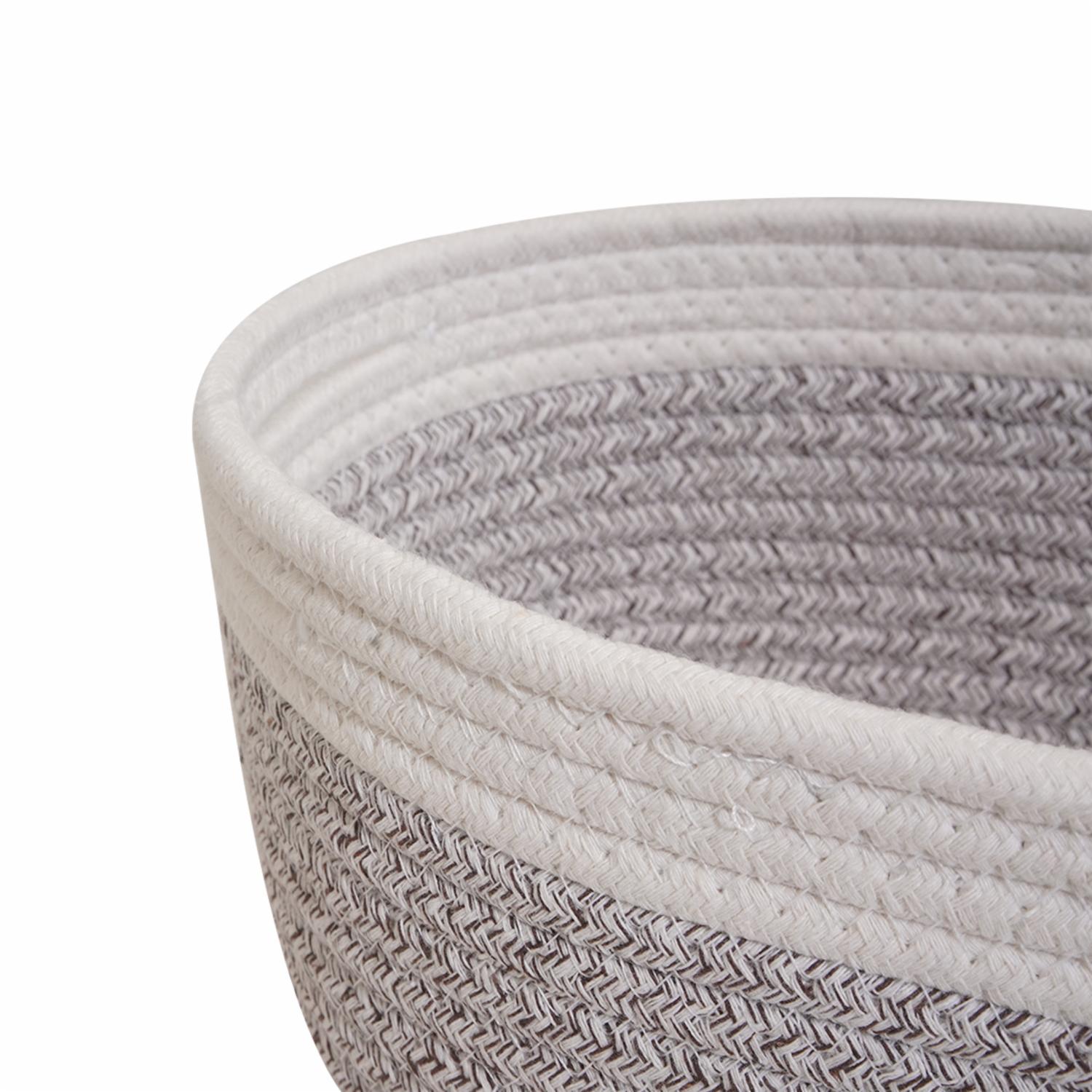 Cesta De Mimbre Ovalada Gris Con Filo Blanco FREE HOME Pequeño - Imagen 2