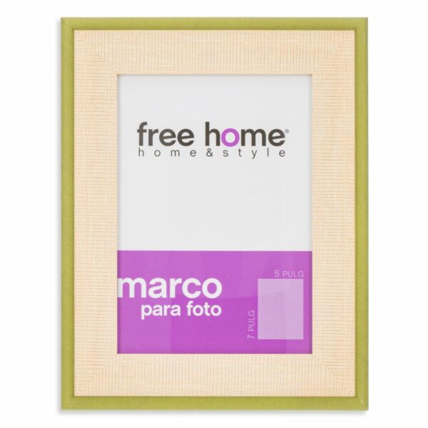 Portarretrato Lino Natural Verde Olivo FREE HOME 5X7"