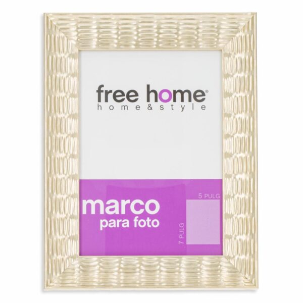 Portarretrato Metalizado Textura Dorada FREE HOME 5X7"
