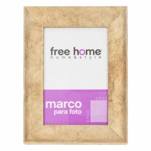 Portarretrato Metalizado Textura Dorada FREE HOME 4X6"
