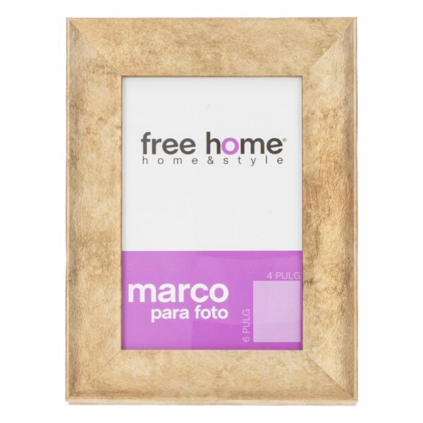 Portarretrato Metalizado Textura Dorada FREE HOME 4X6"