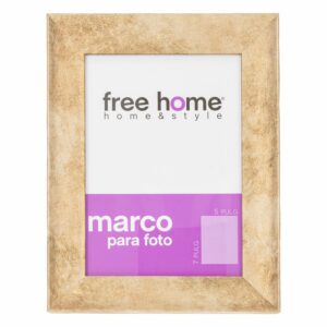 Portarretrato Metalizado Textura Dorada FREE HOME 5X7"