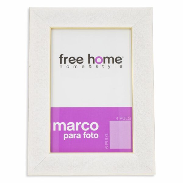 Portarretrato Blanco Orilla Dorada FREE HOME 4X6"