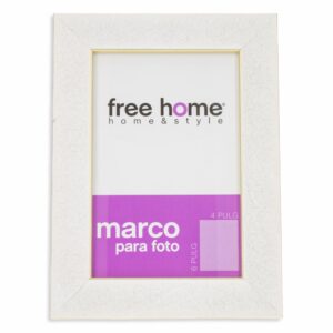 Portarretrato Blanco Orilla Dorada FREE HOME 4X6"