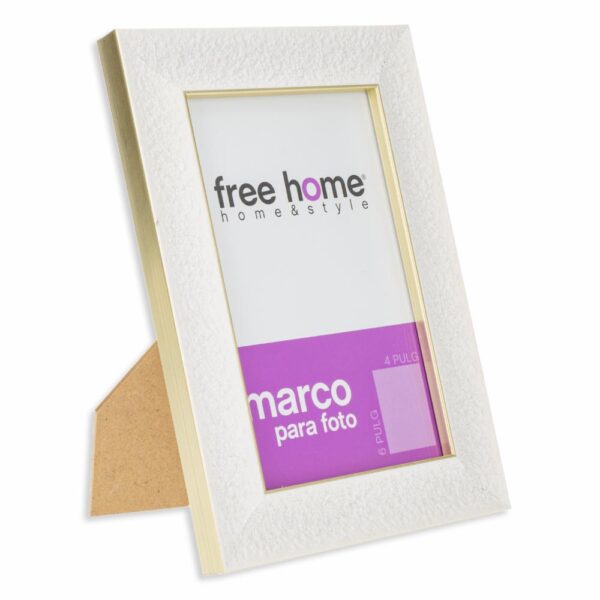 Portarretrato Blanco Orilla Dorada FREE HOME 4X6" - Imagen 2