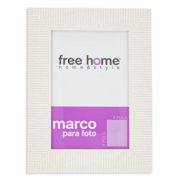 Portarretrato Textil Líneas Gris FREE HOME 4X6"