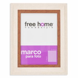 Portarretrato Textil Crema Orilla Madera FREE HOME 5X7"