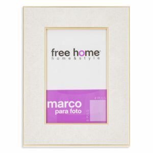 Portarretrato Relieve Gris Orilla Dorada FREE HOME 4X6"