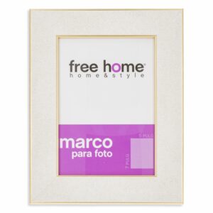 Portarretrato Relieve Gris Orilla Dorada FREE HOME 5X7"