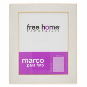 Portarretrato Relieve Gris Orilla Dorada FREE HOME 8X10"