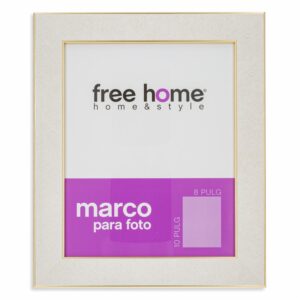 Portarretrato Relieve Gris Orilla Dorada FREE HOME 8X10"