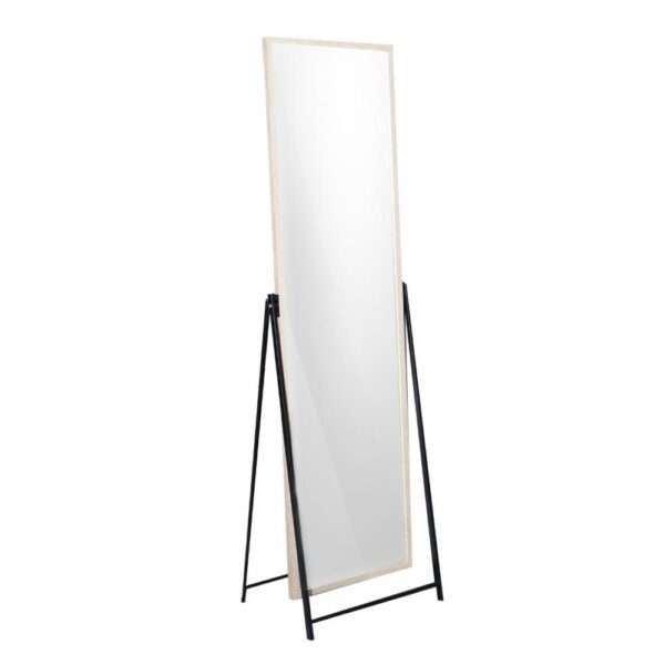 Espejo De Pie Marco Natural Base Negra FREE HOME 40X15 Cm