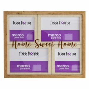 Porta Retrato Borde De Madera Natural FREE HOME 4 Fotos