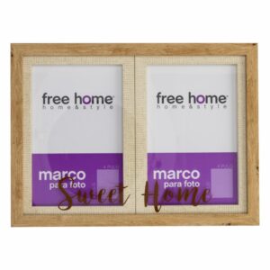 Porta Retrato Borde De Madera Natural FREE HOME 2 Fotos