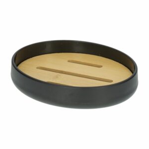 Jabonera De Bambú Color Negro FREE HOME 1 Pieza