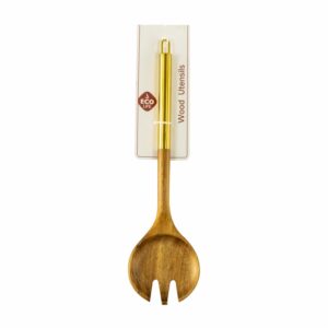 Set Utensilios Acacia De Madera Trinche Y Cuchara Premium Z&L 33X9 CM