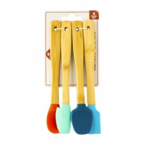 Set Espátulas De Silicona  Y Bambú Para Repostería Z&L 4 Piezas