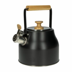 Tetera De Inducción Diseño Cloe Negra Con Mango De Madera FREE HOME 2.3  Litros