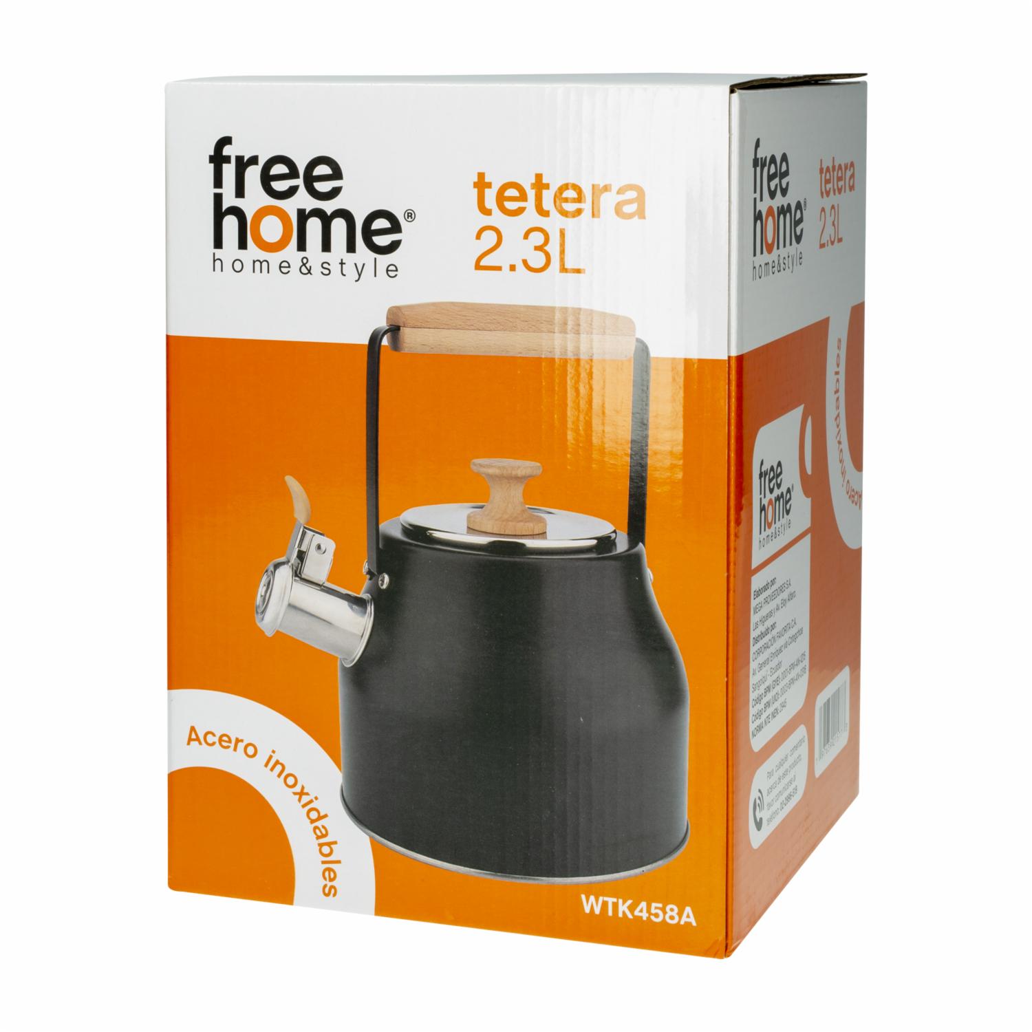 Tetera De Inducción Diseño Cloe Negra Con Mango De Madera FREE HOME 2.3 Litros - Imagen 2
