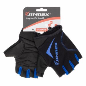 Guante Para Gimnasio Negro Con Azul Sin Dedos JINREX Talla Pequeno