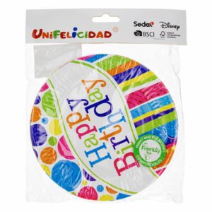 Plato Feliz Cumpleaños UNIFELICIDAD X 10 Uds