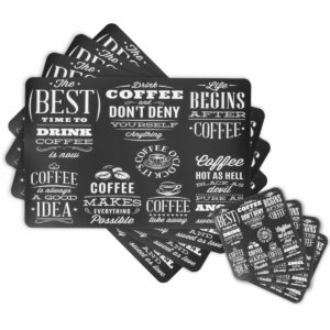 Set Individuales Con Portavasos FREE HOME 4 Piezas