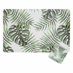 Set De Individuales Ramas Verdes Con Portavasos FREE HOME X 4 Uds