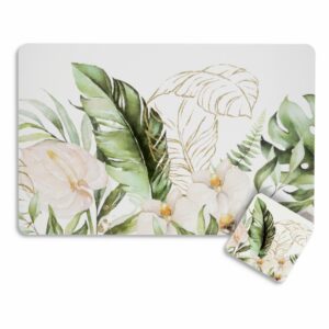 Set De Individuales Ramas Tropicales Con Portavasos FREE HOME X 4 Uds