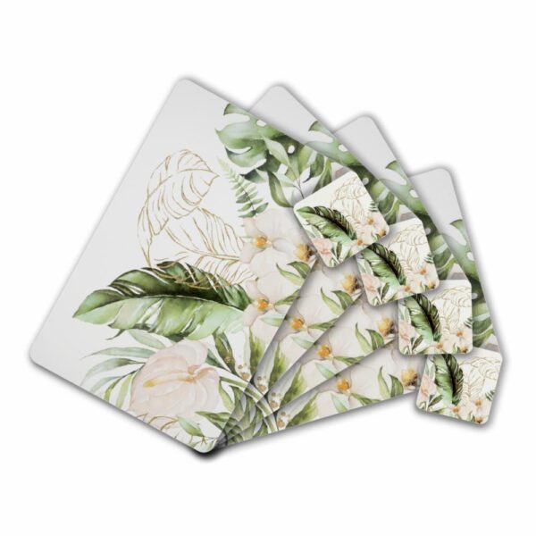 Set De Individuales Ramas Tropicales Con Portavasos FREE HOME X 4 Uds - Imagen 2
