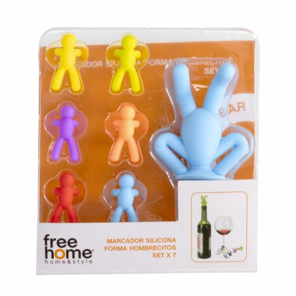 Set Marcadores De Vasos De Silicona En Forma De Muñequitos FREE HOME 7 Piezas - Imagen 2