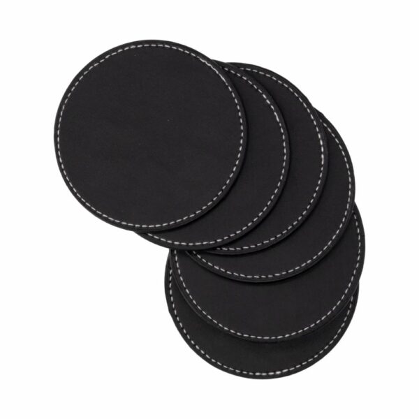 Set Porta Vasos De Cuerina Negro Redondos FREE HOME 7 Piezas - Imagen 2