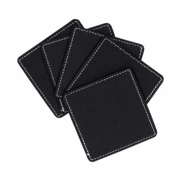 Set Porta Vasos De Cuerina Negro Cuadrado FREE HOME 7 Piezas - Imagen 2