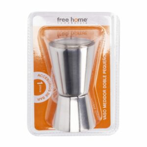 Vaso Coctelero Medidor Doble Plateado FREE HOME Pequeño