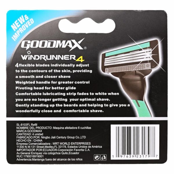 Repuestos De Afeitadora Windrunner 4 GOODMAX 4 Piezas - Imagen 2