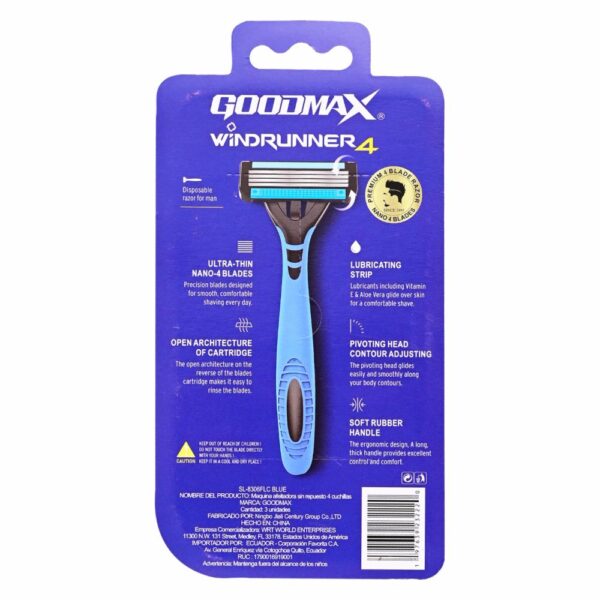 Afeitadora Desechable Windrunner 4 GOODMAX 3 Piezas - Imagen 2
