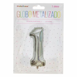 Globo Metalizado Plateado UNIFELICIDAD N°1