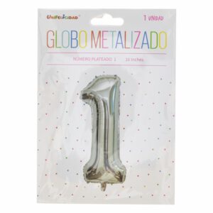 Globo Metalizado Plateado UNIFELICIDAD N°1